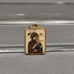 Religious   enamel Virgin Mary - Jesus Pendant /  Medal - Holy charm -  medallion