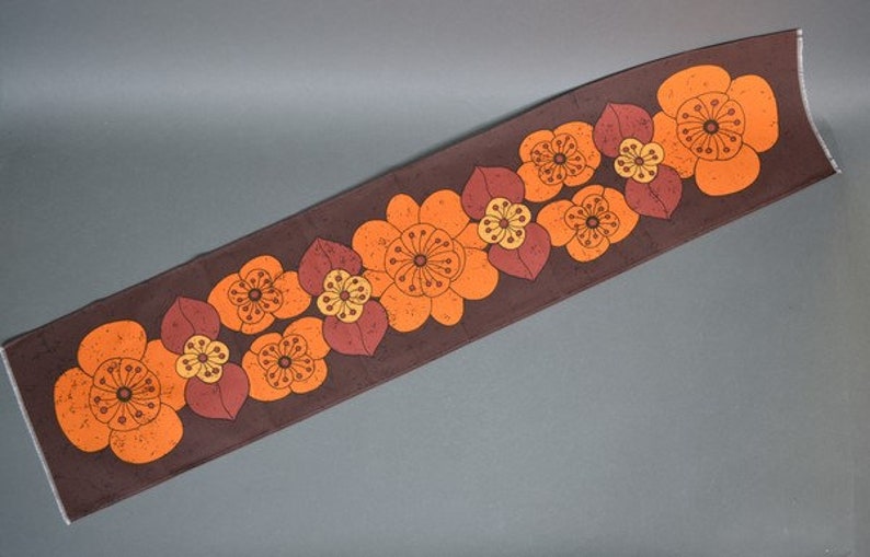61-012-003 Table Runner vintage 70s Mid Century original Fabric design Waltraud S\u00e4nger