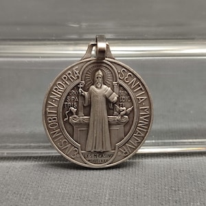 Religious  Catholic Saint Benedict  medal pendant - Holy charm -  medallion