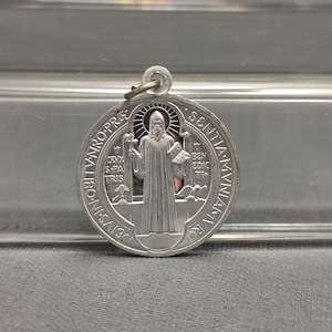 Religious  Aluminum Catholic Saint Benedict  medal pendant - Holy charm -  medallion