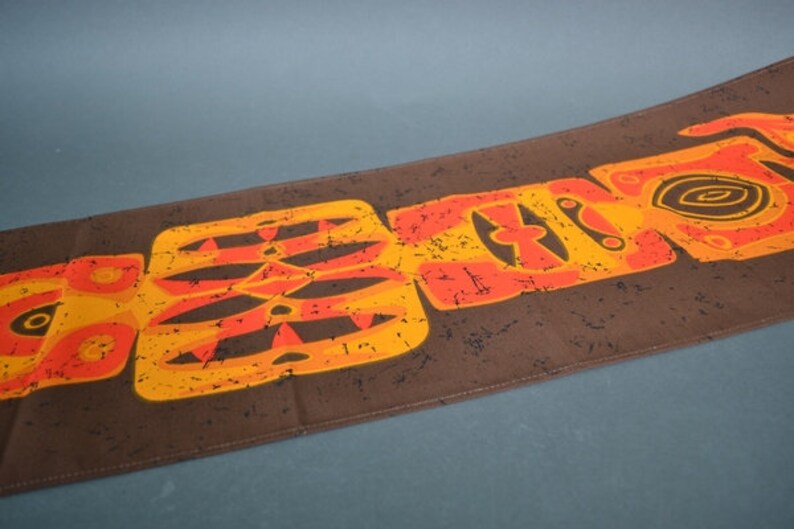 61-012-003 Table Runner vintage 70s Mid Century original Fabric design Waltraud S\u00e4nger