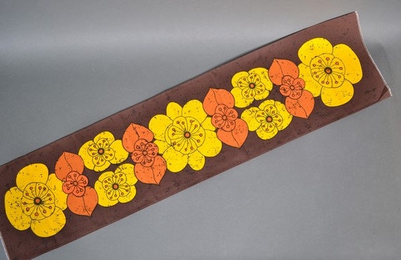 61-012-003 Table Runner vintage 70s Mid Century original Fabric design Waltraud S\u00e4nger