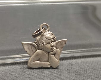 Religious  Cherub Guardian Angel   medal charm medallion -  pendant - Holy charm -  medallion