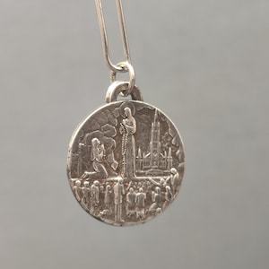 Religious  Catholic our Lady of Lourdes   medal pendant - Holy charm -  medallion -