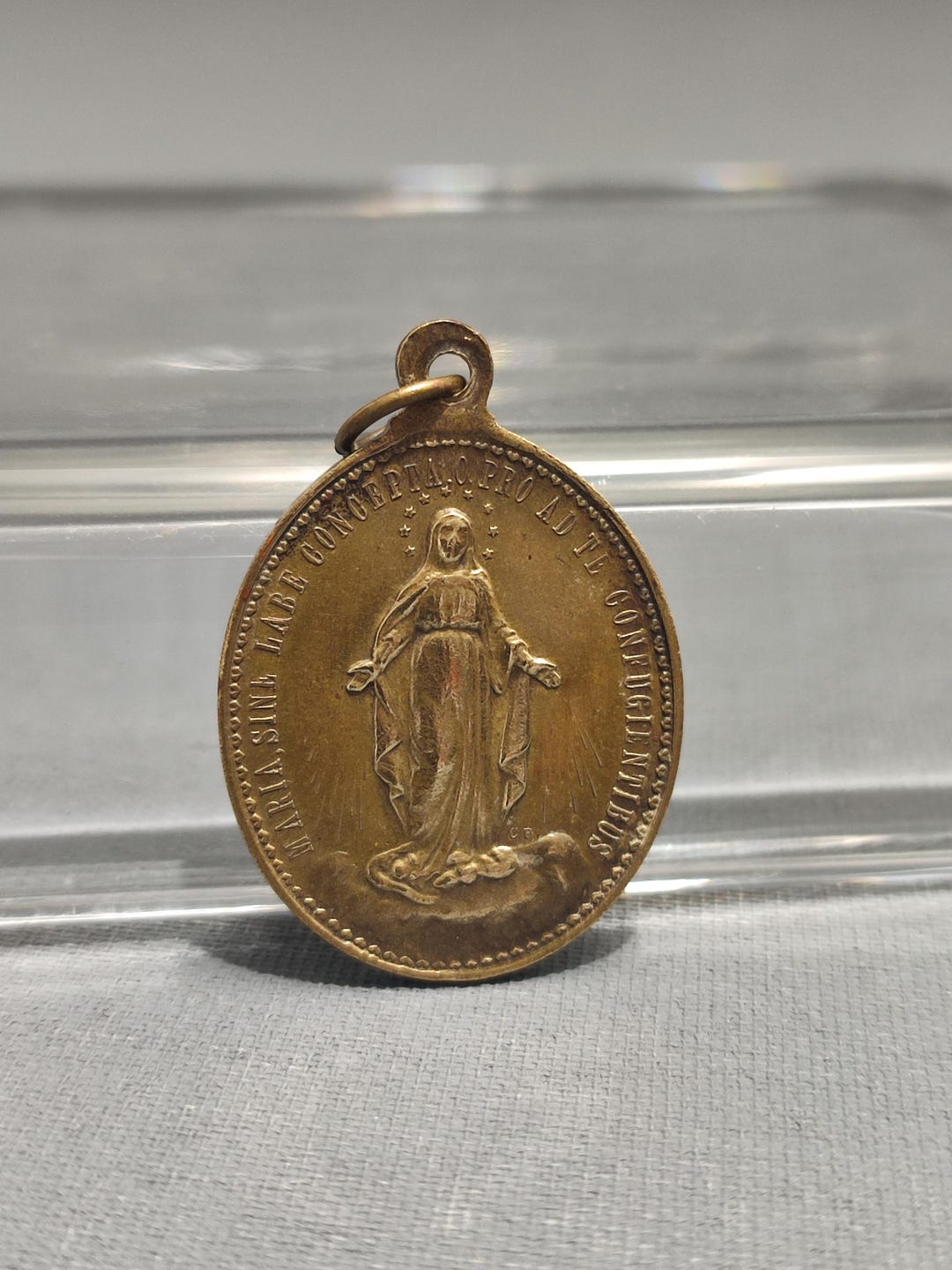 Old Religious Virgin Mary Miraculous Medal • Pendant • Holy Charm ...
