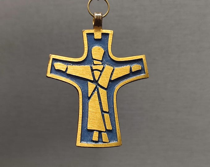 Religious Guilds Religious 1967 Vintage Bronze and Enamel Terra Sancta Guild Cross ...