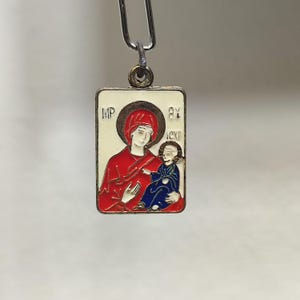 Religious   enamel Virgin Mary - Jesus Pendant /  Medal - Holy charm -  medallion