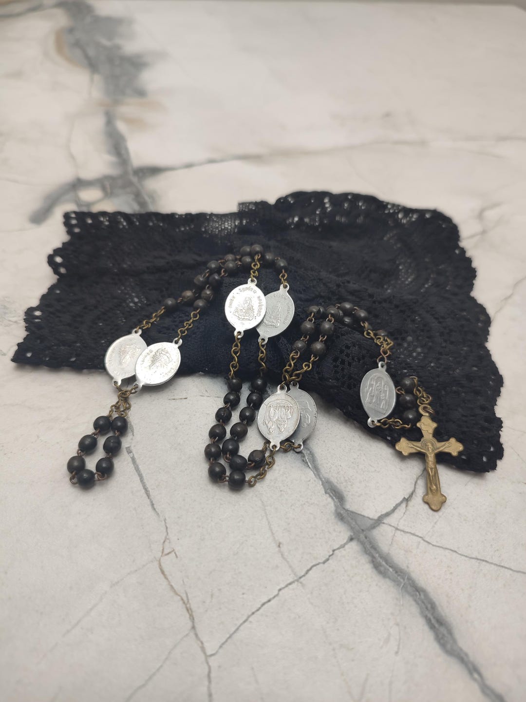 Religious 7 Sorrows Rosary With Beads and Cross Crucifix - Chaplet