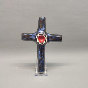 Religious ceramic Cross - Crucifix  wall decor - wall hanging Mid Century -