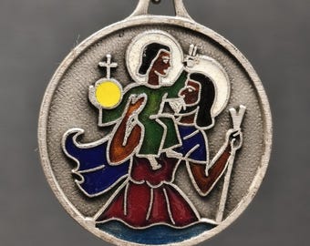 Colgante/Medalla religiosa de San Cristóbal - Amuleto sagrado - Medallón