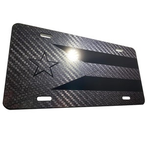 Tactical Puerto Rico Flag Heavy Duty Aluminum License Plate Carbon Fiber Blk
