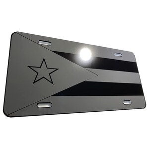 Tactical Puerto Rico Flag Heavy Duty Aluminum License Plate Gray