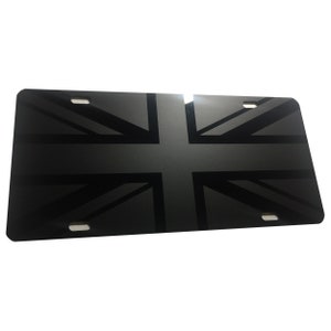 Matte Blk Great Britain Flag Union Jack Heavy Duty Aluminum License Plate