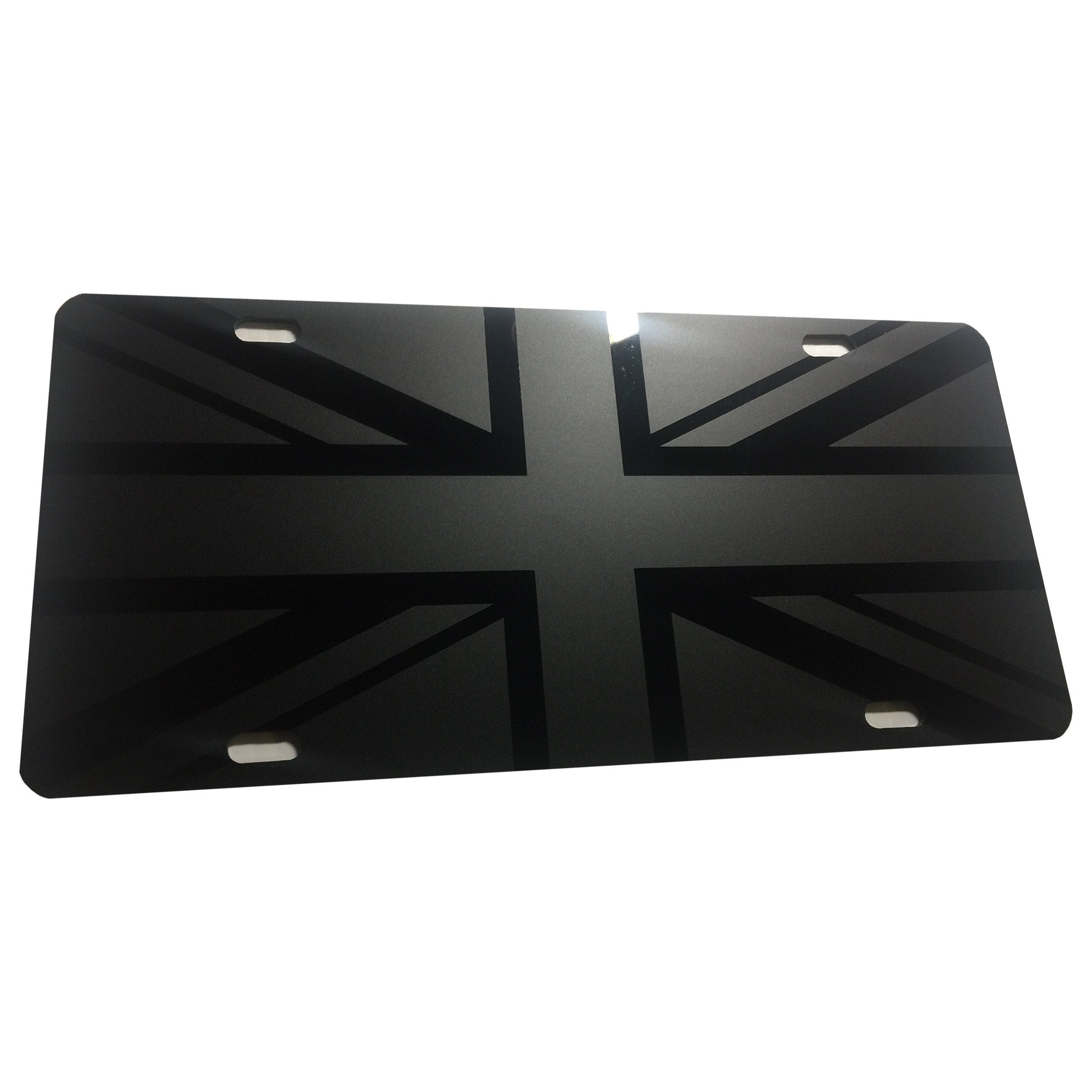 Matte Blk Great Britain Flag Union Jack Heavy Duty Aluminum License Plate
