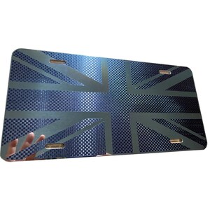 Tactical Great Britain Flag Union Jack G Metal Blk Mirrored Aluminum License Plate