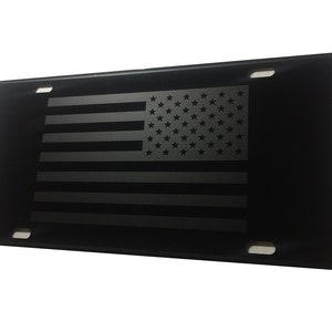 Tactical American Flag Heavy Duty Aluminum License Plate (Subdued Regular Matte Blk)
