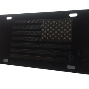 American Flag Heavy Duty Aluminum License Plate Reg Carbon Fiber Blk Stars Ed