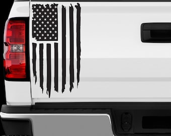 US American Flag Distressed sticker All size regular & Chrome Mirror Vinyl Colors