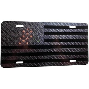 Tactical American Flag Heavy Duty License Plate Full Carbon Fiber Stars Ed