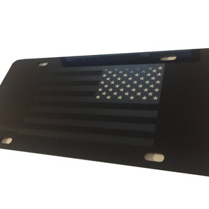 American Flag Heavy Duty Aluminum License Plate Reg Matte Blk Stars Ed