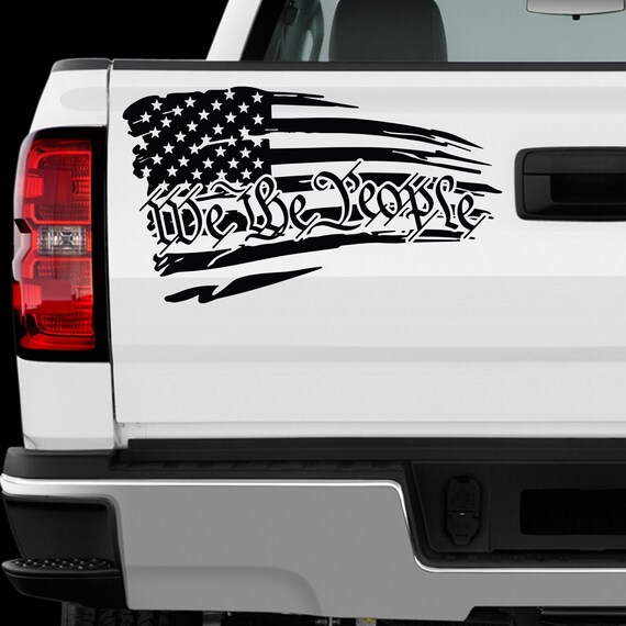 Autocollant en vinyle avec drapeau américain We The People