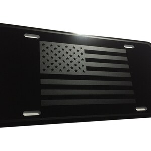US American Flag Tactical Heavy Duty Aluminum License Plate (Regular Matte Blk)