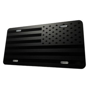 American Flag Tactical Heavy Duty Metal License Plate Subdued Matte Blk