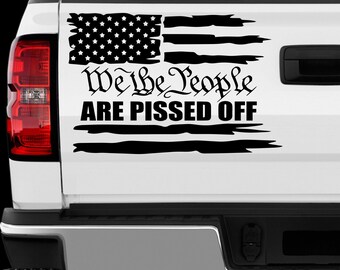 We the People American Flag sticker All size Regular & Chrome Mirror Vinyl Colors