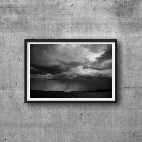 Rain Falls Down Storm Clouds Rain Fall Dark And Stormy Rtwpix Brooks Creek Choptank River Maryland Bw Fine Art Photography Photo - 