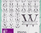 PS050 - Banner Split Alphabet Vectors; ai, eps, svg, gsd, dxf; ( png files and jpeg files also available )