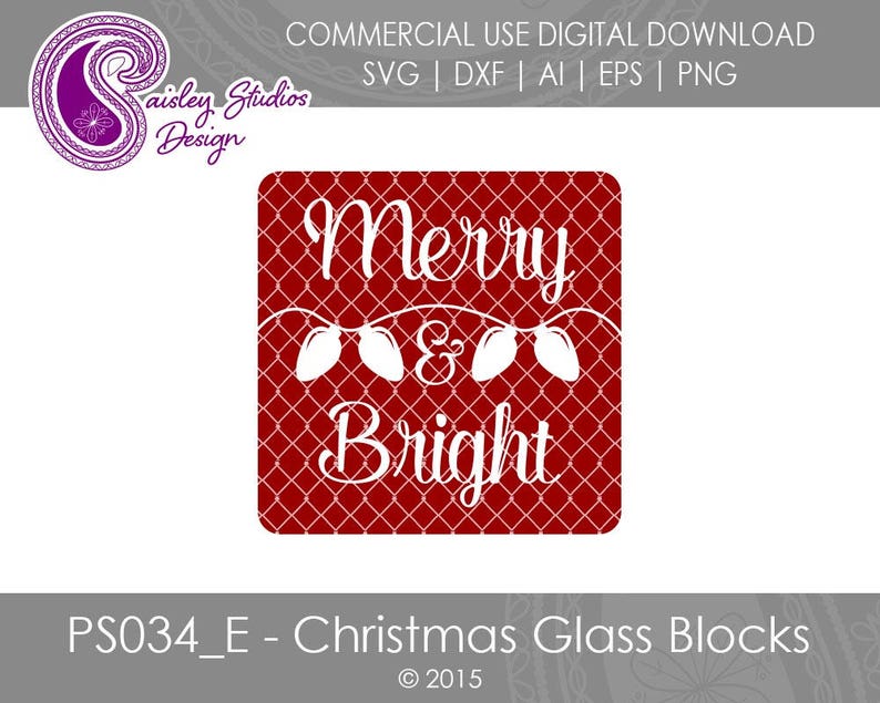 Download Christmas SVG Files Glass Block SVG Files Merry and Bright ...