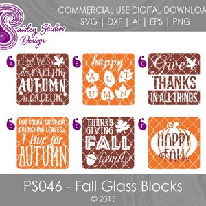 Herfst SVG, Thanksgiving SVG, glazen blok SVG, herfst decoratie svg, Thanksgiving decor svg, silhouet snijden bestanden, Cricut gesneden bestanden, PS046