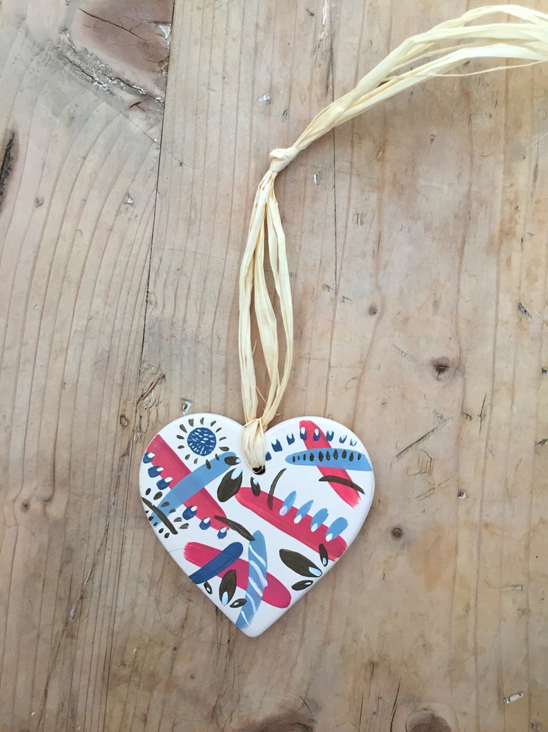 Hand-painted Ceramic Heart Hanging Decoration