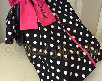 Vintage Pink And Black Polka Dot Car Seat Covers