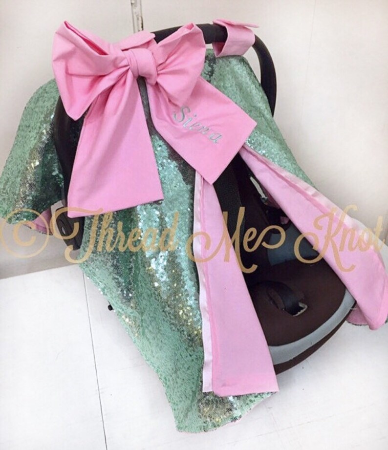 Lux Mint Pink Sequin Car Seat Canopy