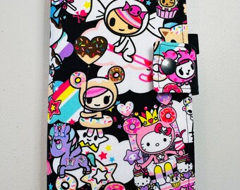 Hobonichi Weeks / Mega Weeks/ PP Weeks Sized Kawaii Donut Friends Fabric SNAP Closure Planner Cover