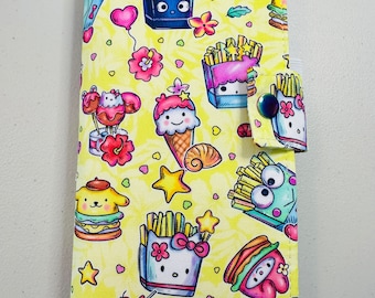 Hobonichi Weeks / Mega Weeks/ PP Weeks Sized Kawaii Snacks Fabric SNAP Closure Planner Cover