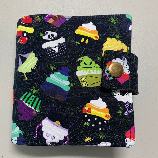 Happy Notes Planner MICRO (Classic Disc) Sized Book Cover ~ Spooktacular Cupcakes Fabric SNAP Closure Planner Cover