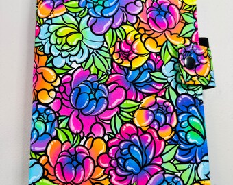 SNAP Closure LEUCHTTURM1917 Leuchtturm Hobonichi Cousin A5 Sized Book Cover Style Big Bright Floral Fabric Planner Cover