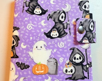 SNAP Closure Hobonichi A6 Moonlight Grim Mischief Fabric Planner Book Cover