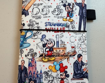 ELASTIC Closure Hobonichi Weeks / MegaWeeks Sized It Started With a Mouse Fabric Planner Cover