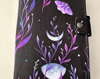 SNAP Closure LEUCHTTURM1917 Leuchtturm Hobonichi Cousin A5 Sized Book Cover Style Lavender Moons Fabric Planner Cover