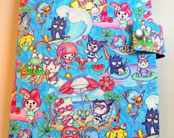 SNAP Closure LEUCHTTURM1917 Leuchtturm Hobonichi Cousin A5 Sized Book Cover Style Kawaii Beach Friends Fabric Planner Cover