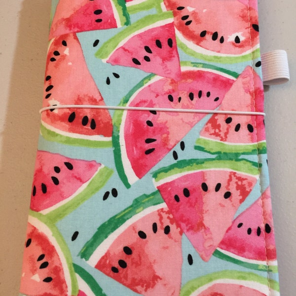 Watermelons Watercolor Midori Fabric Fauxdori Travelers Notebook Planner Cover