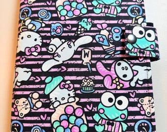 SNAP Closure LEUCHTTURM1917 Leuchtturm Hobonichi Cousin A5 Sized Book Cover Style Kawaii Friends Pink Stripes Fabric Planner Cover