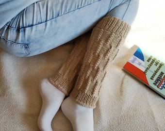 Beige Wolle Strickstulpen: Boho Boot Socken