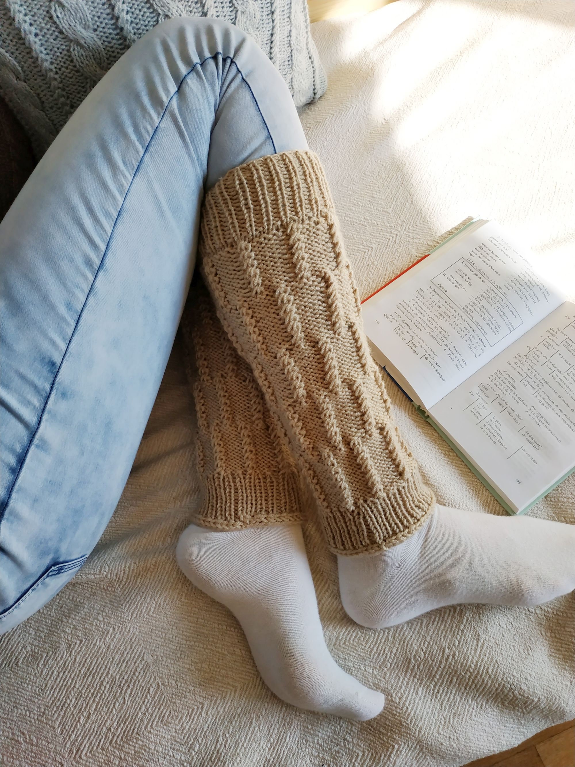 Soft Beige Knitting Wool Leg Warmers Bohemian Cream Gaiters Etsy UK