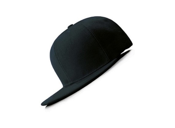 plain black flat peak cap