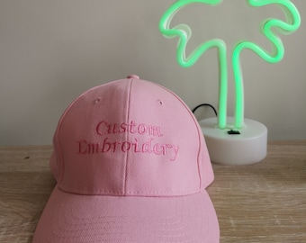Personalised Dad Mum Cap - Custom Embroidered Hat - Embroidery baseball hat - Your own text monogram (Embroidered Baseball Hat - 15 colours)