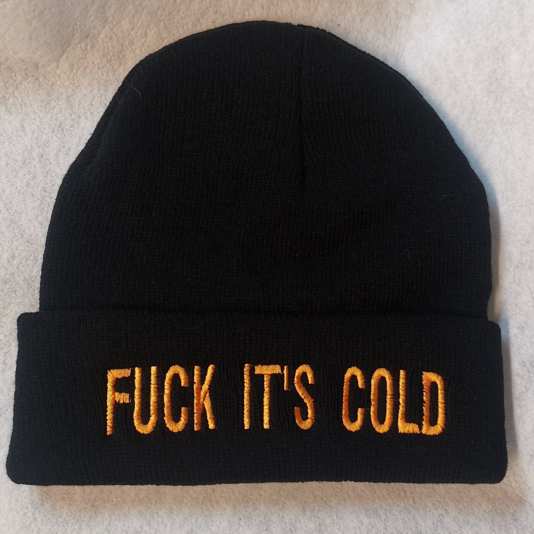 FUCK It's COLD Funny Embroidered Black Adult Beanie Perfect for